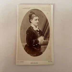 ORIGINAL Cabinet CDV Photograph c1800s Studio Goldrush D M Isaacs Nelson NZ - Picture 1 of 2