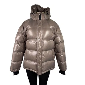 The Super Puff Damen Beige Nylon Jacke Kapuze Full-Zip Puffer Gr. L - Bild 1 von 13