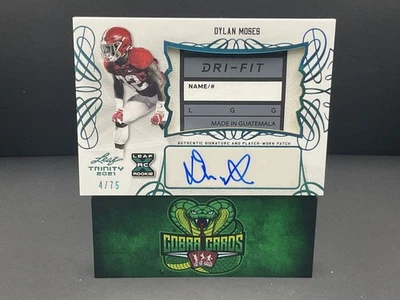 2021 Leaf Trinity Dylan Moses #PA-DM1 Blue Laundry Tag 4/75 RC Patch - Image 1 of 2