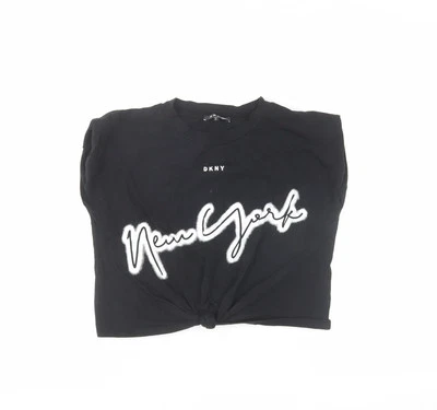 DKNY Girls Black XS Graphic Print T-Shirt Logo - Image 1 of 4
