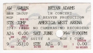 Bryan Adams 6/4/94 Phoenix AZ America West Arena Ticket Stub - Picture 1 of 1
