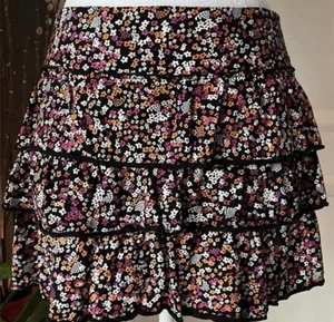 Vintage Volcom floral tiered ruffled mini skirt Floral Ruffle SizeM - Picture 1 of 6