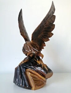 Vintage vulture eagle hawk wood sculpture Romanian wooden statue handmade carved - Picture 1 of 12