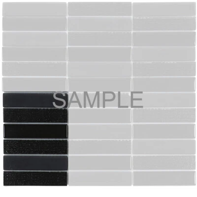 Black Crystal Glass Mosaic Tile Textured Matte Blend Stacked Pattern Backsplash - Image 1 of 3