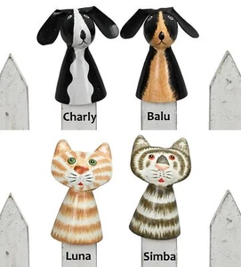 Kleine Zaunfigur Katze oder Hund Zaunhocker aus Metall Höhe ca. 8 cm - Picture 1 of 5