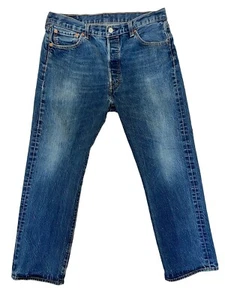 Jeans Levis 501 Hombres Botón Mosca Talla 36x30 American Workwear Azul Denim LEER - Imagen 1 de 14