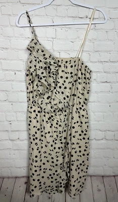 Vestido a lunares con volantes sin mangas de un hombro BCBGeneration, talla L, usado en excelente estado Foto 1 de 4