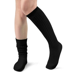 Women's Slouch Knit Knee High Boot Socks Cotton Scrunch Tube Socks for Women - Picture 1 of 7