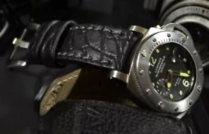 CORREA RELOJ 26 24 22 MM GENUINA PIEL ALIGATOR NEGRO II MA STRAP APTA PANERAI - Imagen 1 de 12