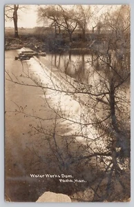 Kansas (KS) View RPPC Postcard: River, Water Works Dam, Paola - Picture 1 of 2
