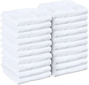 Paquete de toallas de salón 100 % algodón de 12 toallas blancas de spa en 16x27 pulgadas. - Imagen 1 de 8