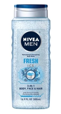 NIVEA MEN FRESH ICE 3 IN 1 BODY FACE HAIR BODY WASH 16.9 FL OZ New - image 1 of 2