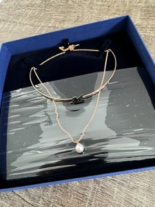 NEW SWAROVSKI NECKLACE 5351807 BLACK ROSE GOLD PLATED - Picture 1 of 6