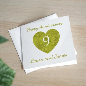 Tarjeta Personalizada 9 Aniversario Esposa Sauce Boda Aniversario Tarjeta Marido - Imagen 1 de 3