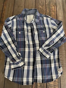 Nautica Boys Size 7 Blue Plaid Dress Up Button Up Shirt. 2 - Picture 1 of 8