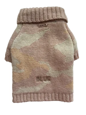 Mark and Graham Knit Dog Sweater Blush Camo BLUE mono XS NWOT READ PT - Image 1 of 4