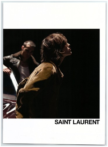 SAINT LAURENT (YSL) Pubblicità Stampa Saint Laurent 2017 Modello Giacca Scamosciata Marrone Profilo Laterale Dark Shot