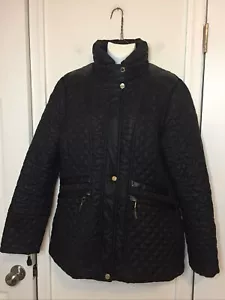 Via Spiga Quilted Fashion Zip Jacket with Stand Collar Women’s Size L Black - Picture 1 of 11