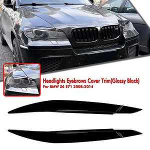 Headlights Eyebrows Eyelids Decor Lamp Trim For BMW X6 E71 E72 2008-2014 Black - Picture 1 of 11