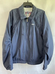 Head Lined Shell Jacket Navy Blue Size Medium Vintage 90s Full Zip Training AA - Picture 1 of 16