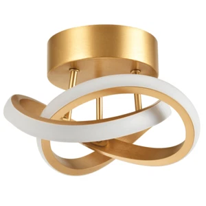 Modern LED Gold Ceiling Light with Swirl Thick Metal Strip Creates 1253 Lumen... - Picture 1 of 7