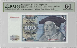 GERMANY/DEUTSCHLAND 100 DM 1980 OHNE COPYRGHT PMG 64 !! - Bild 1 von 2