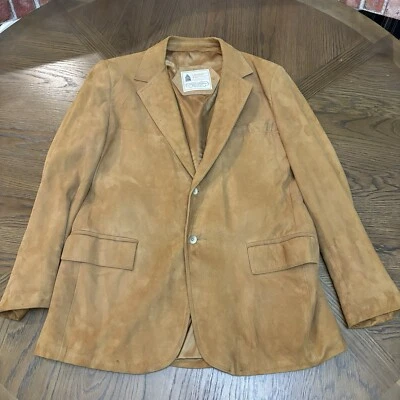 London Fog Suede Leather Jacket 2 Button Blazer Brown 42 Reg Made USA  - Image 1 of 4
