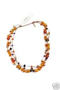 Collana di perline Liz Claiborne triplo filo coppertone firmata nuova 18" - Foto 1 di 2