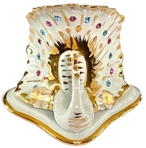 Capodimonte Italy Collezione Polaris Swarovski Schmuckfigur Pfau Figur - Bild 1 von 7