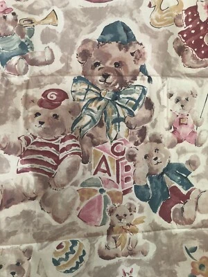 5 Yards Rich Antiqued Teddy Bear Design Vintage CYRUS CLARK Teflon Cotton Chintz - Image 1 of 4