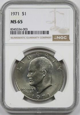 1971 $1 NGC MS 65 Eisenhower IKE Dollar - Image 1 of 4