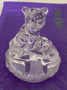 *BEAUTIFUL ROYAL CRYSTAL ROCK (RCR) MOTHER LION & CUB FROM ITALY 5.75 INCHES H - Picture 1 of 5