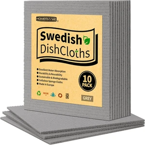 Grey Swedish Dishcloths, 10 Pack Absorbent Dish Towels for Kitchen, Multipurpose - Picture 1 of 12