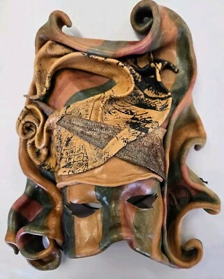 Leather Hand Made (Mexico) Mardi-Gras Halloween Half Face Mask Unsigned - Image 1 of 4