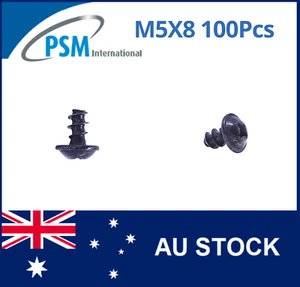 PLASTIC THREAD SCREW M5X8 PAN FLANGE POZI STEEL BLACK ZINC PLATED WN1411KB50X8ZB - Picture 1 of 4