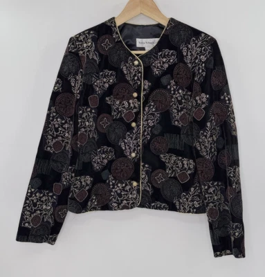 Vtg Norton McNaughton Blqck Velvet Blazer Jacket Size 8 Shoulder Pads USA Mature - Image 1 of 4