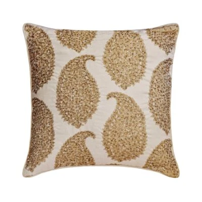 Funda Cojín Marfil 16"x16", Cuadrada Seda Paisley Cuentas - Paisley Queen Foto 1 de 4