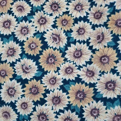 Vintage Sewing Fabric Traditions '98 Yellow & Green Sunflowers Cotton 1ydx45" - Image 1 of 4