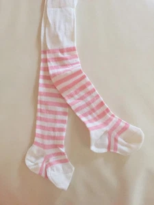 Nuevas Medias Tejidas de Algodón a Rayas Bebé Niñas Bebé Blanco Rosa para Talla Recién Nacido - Imagen 1 de 5