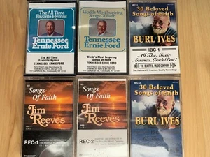 Religious Music Cassettes/Tapes  (6) Burl Ives Tennessee Ernie Ford Jim Reeves  - Foto 1 di 2