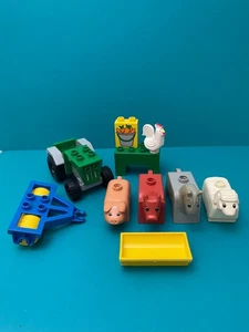 LEGO DUPLO Animals Farm Tractor - Vintage Pig Sheep Cow Horse Chicken - Picture 1 of 9