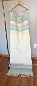 LARGE CHUNKY WOOL MOHAIR Scarf Wrap fringe RIKKA FINLAND stripe warm colors - Picture 1 of 3