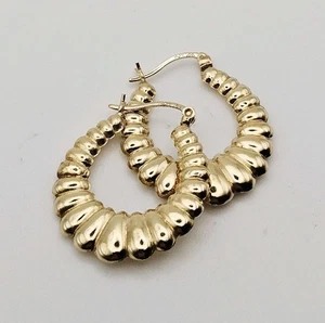 Vintage 10K Gelbgold gedrehte gerippte Garnelen Creolen 1,69g 90er Jahre Y2K  - Bild 1 von 7