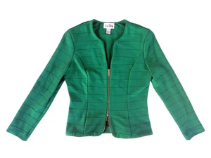 Joseph Ribkoff Canada Women's Designer Green Zip-Up Formal Jacket - Size US 12 - Picture 1 of 7