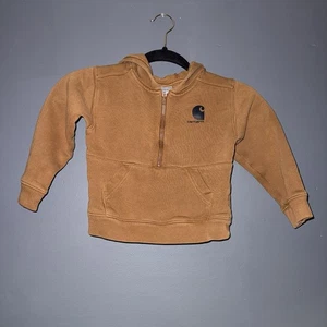 Sudadera con capucha pulóver Carhartt 3T gris jaspeado polar media cremallera para niños pequeños  - Imagen 1 de 5