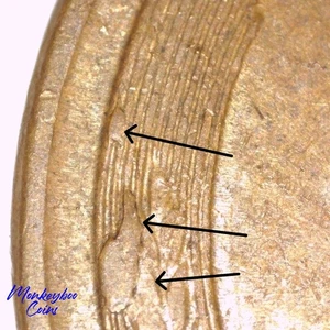 1958 D Lincoln Wheat Cent - Multiple Reverse Die Chips - Rare Error Coin - Picture 1 of 4