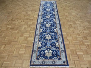 3 x 12 Runner Hand Knotted Navy Blue Oushak Oriental Rug G13134 - Picture 1 of 12