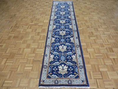 3 x 12 Runner Hand Knotted Navy Blue Oushak Oriental Rug G13134 - Image 1 of 4