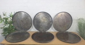 Large Round Industrial Vintage Rustic Zinc Galvanised Metal Serving Drinks Tray - Picture 1 of 9