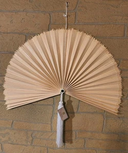 Ventilatore grande 33" bambù decorazione parete tessuto fatto a mano con nappa boho beige naturale - Foto 1 di 8